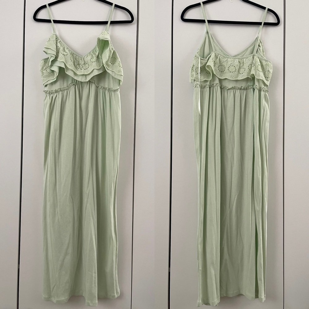 Light Green Eyelet Ruffle Maxi Dress